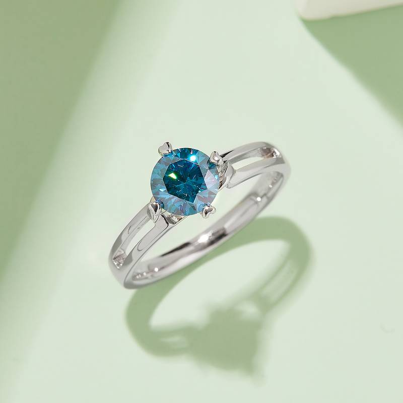 直臂简约扭花S925银镀白金MoissaniteWomen's Ring1ctD级